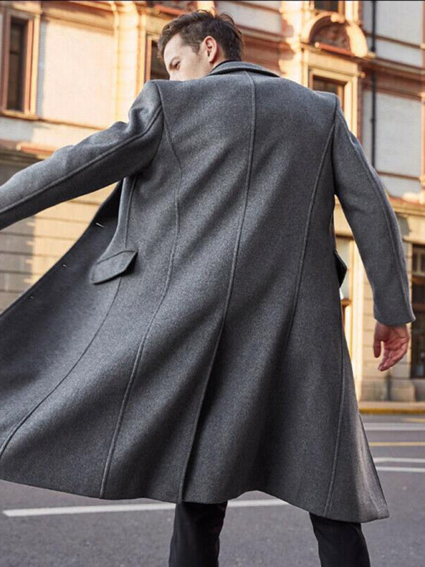 Men's Long Woolen Windbreaker Woolen Coat - Premium Coat from Craftklart Dropship - Just $35.28! Shop now at Craftklart.store