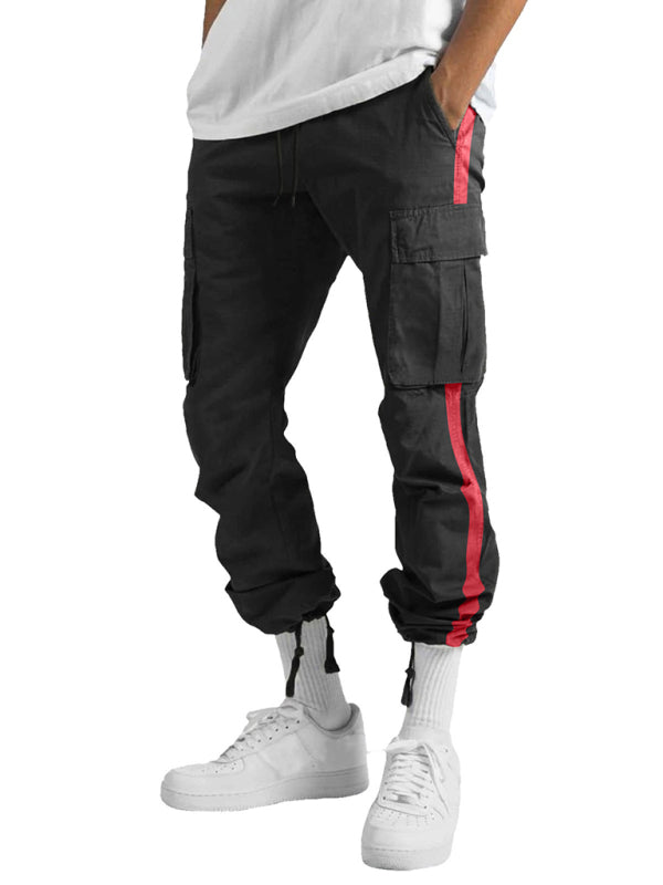 Men's New Fashionable Casual Drawstring Pockets Color-blocked Overalls Trousers - Premium Pants from Craftklart Dropship - Just $15.96! Shop now at Craftklart.store