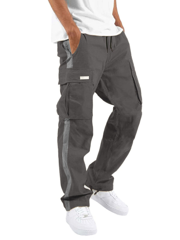 Men's New Fashionable Casual Drawstring Pockets Color-blocked Overalls Trousers - Premium Pants from Craftklart Dropship - Just $15.96! Shop now at Craftklart.store