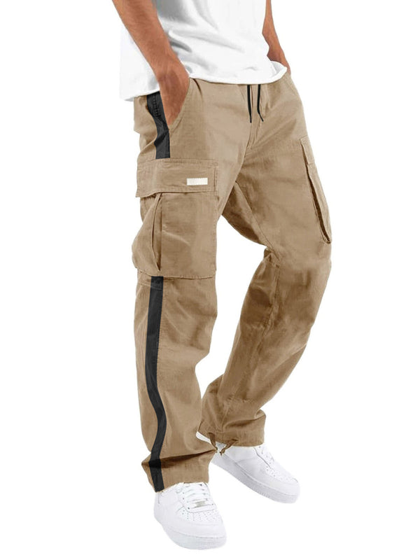 Men's New Fashionable Casual Drawstring Pockets Color-blocked Overalls Trousers - Premium Pants from Craftklart Dropship - Just $15.96! Shop now at Craftklart.store