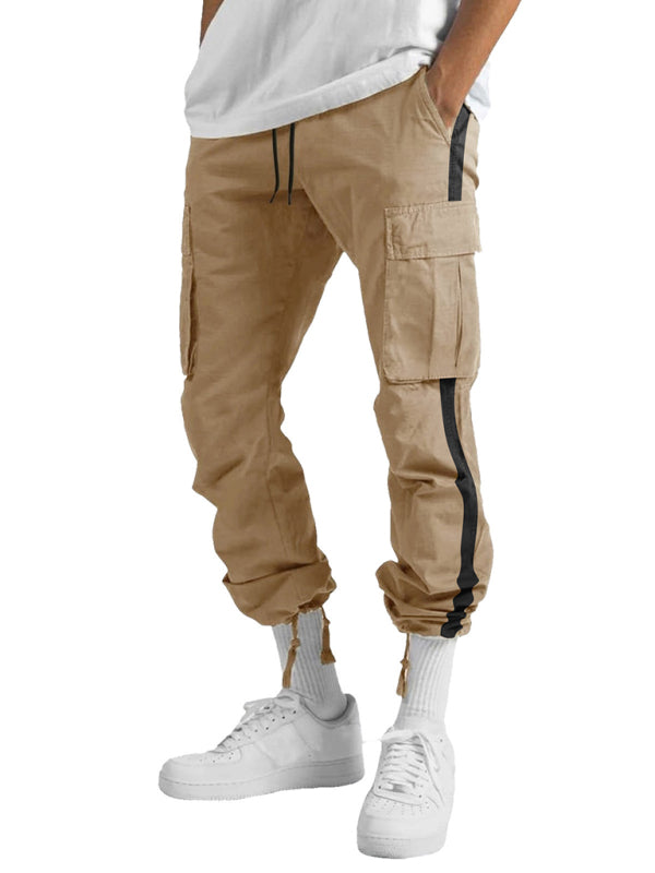 Men's New Fashionable Casual Drawstring Pockets Color-blocked Overalls Trousers - Premium Pants from Craftklart Dropship - Just $15.96! Shop now at Craftklart.store