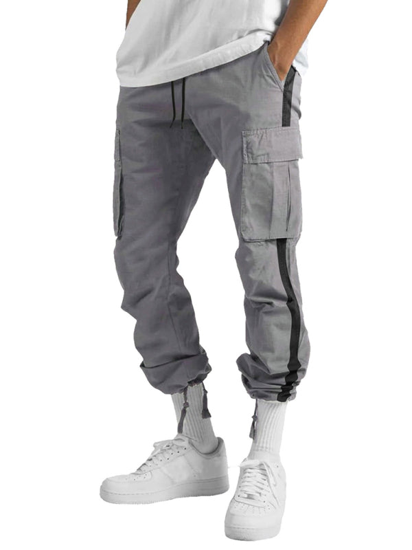 Men's New Fashionable Casual Drawstring Pockets Color-blocked Overalls Trousers - Premium Pants from Craftklart Dropship - Just $15.96! Shop now at Craftklart.store