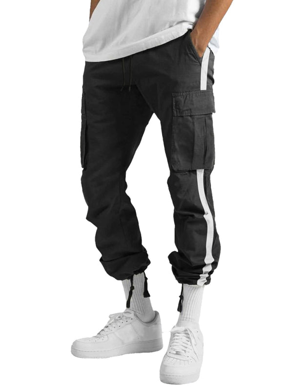 Men's New Fashionable Casual Drawstring Pockets Color-blocked Overalls Trousers - Premium Pants from Craftklart Dropship - Just $15.96! Shop now at Craftklart.store