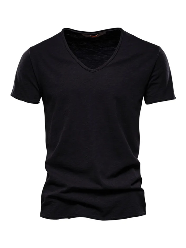 Men's New Solid Color Slub Cotton V-Neck Short Sleeve T-Shirt - Premium T-Shirt from Craftklart Dropship - Just $13.13! Shop now at Craftklart.store