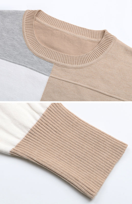 Women's Crew Neck Colorblock Pullover Sweater - Premium Shirts & Tops from Craftklart Dropship - Just $19.82! Shop now at Craftklart.store