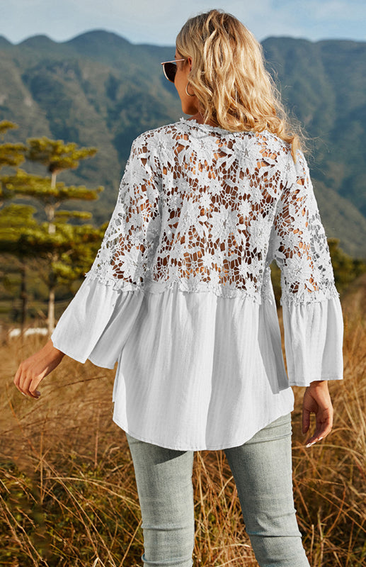 Women's Solid Deep V Pullover Chiffon Blouse - Premium Shirts & Tops from kakaclo - Just $11.42! Shop now at Craftklart.store