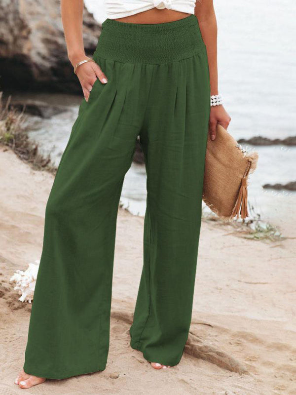 Women's Casual Wide-leg Slub Cotton Loose Trousers - Premium Pants from kakaclo - Just $9.98! Shop now at Craftklart.store