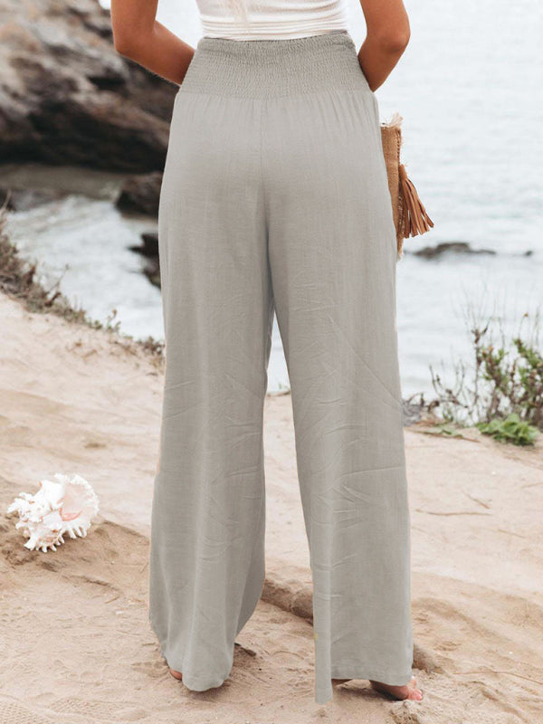 Women's Casual Wide-leg Slub Cotton Loose Trousers - Premium Pants from kakaclo - Just $9.98! Shop now at Craftklart.store