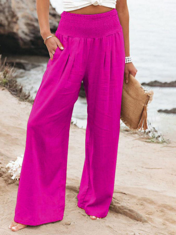 Women's Casual Wide-leg Slub Cotton Loose Trousers - Premium Pants from kakaclo - Just $9.98! Shop now at Craftklart.store
