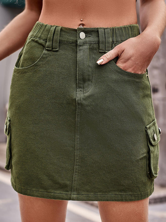 New elastic waist denim work dress casual skirt - Premium Skirt from kakaclo - Just $14.95! Shop now at Craftklart.store