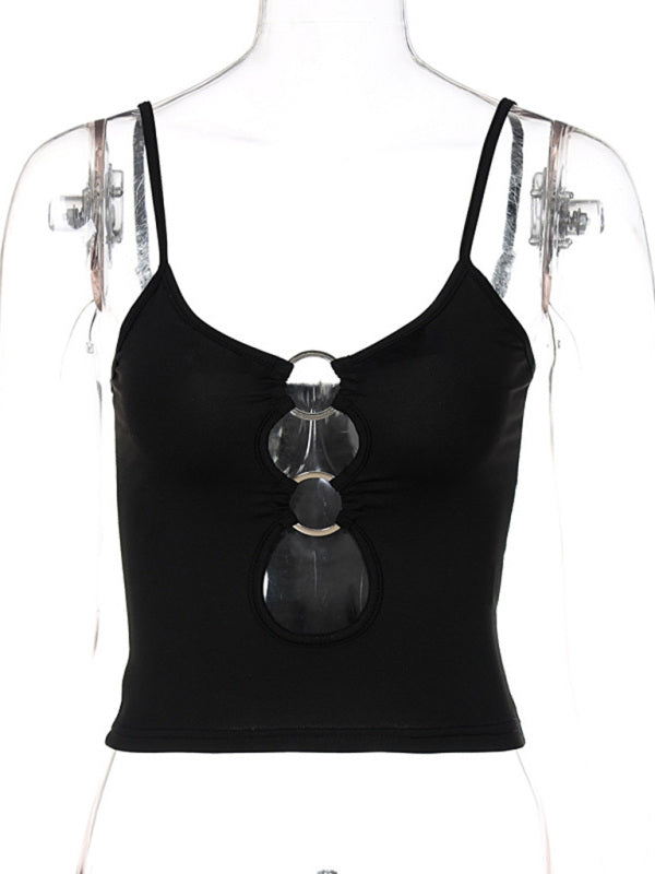 Fashionable Chest Hollow Out Navel Slimming Camisole Top - Premium Shirts & Tops from kakaclo - Just $7.95! Shop now at Craftklart.store