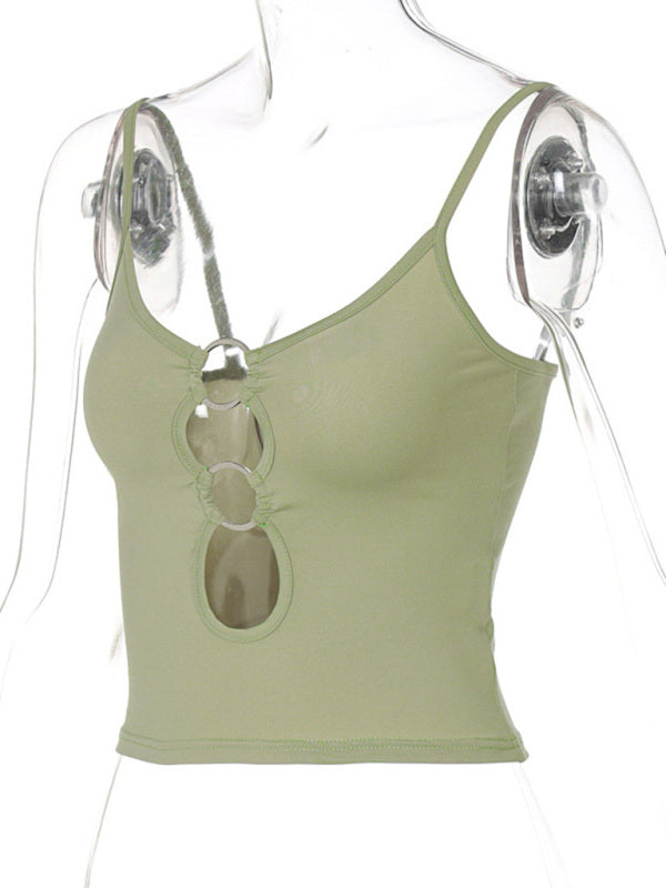 Fashionable Chest Hollow Out Navel Slimming Camisole Top - Premium Shirts & Tops from kakaclo - Just $7.95! Shop now at Craftklart.store