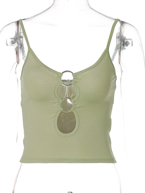 Fashionable Chest Hollow Out Navel Slimming Camisole Top - Premium Shirts & Tops from kakaclo - Just $7.95! Shop now at Craftklart.store