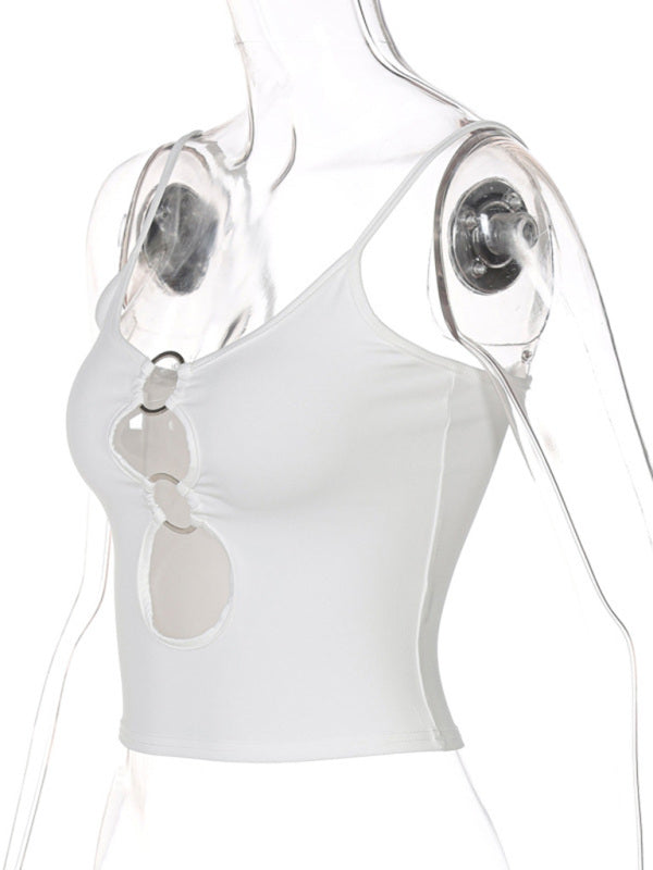Fashionable Chest Hollow Out Navel Slimming Camisole Top - Premium Shirts & Tops from kakaclo - Just $7.95! Shop now at Craftklart.store