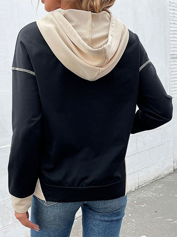 New Women's Long-sleeved Casual Color Block Sweater - Premium Hoodie from Craftklart Dropship - Just $17.12! Shop now at Craftklart.store
