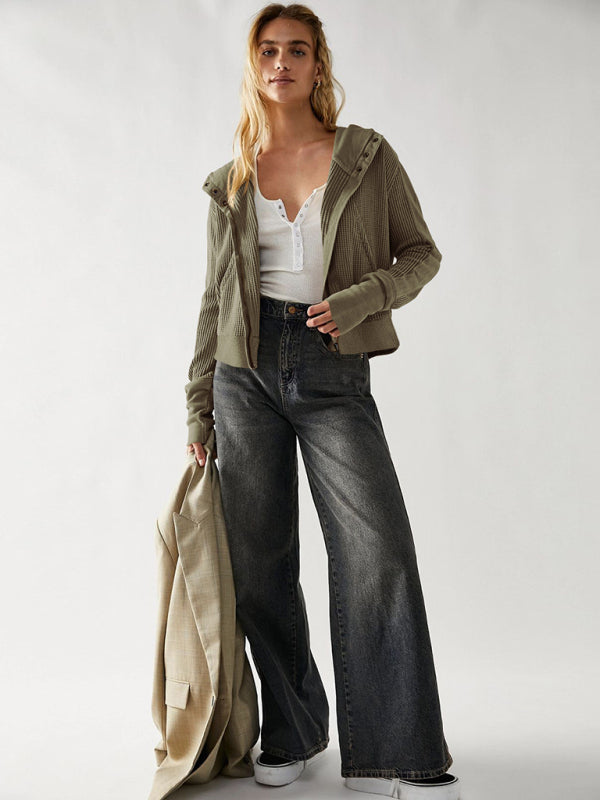 Women Lightweight Woven Jacket with Slant Pockets - Premium Jacket from Craftklart Dropship - Just $28.97! Shop now at Craftklart.store
