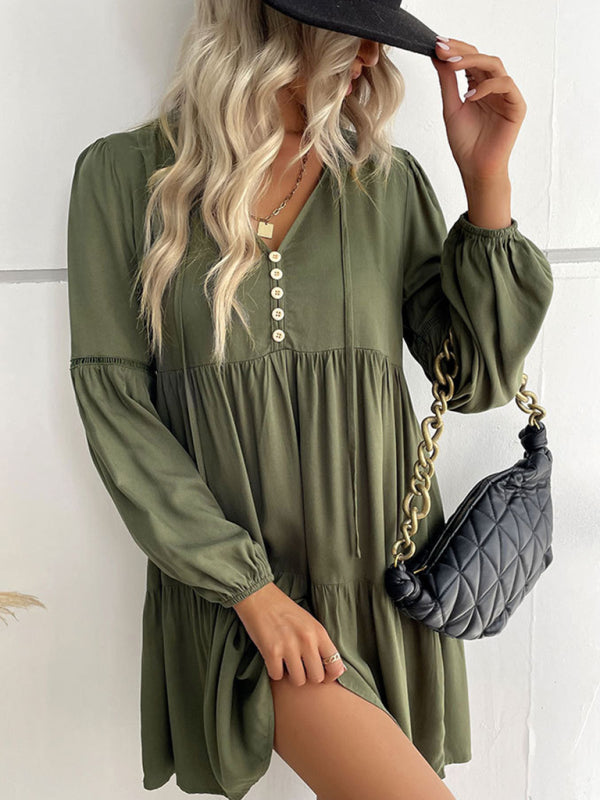 Women's Long-sleeved Short Dress - Premium Dress from kakaclo - Just $19.96! Shop now at Craftklart.store