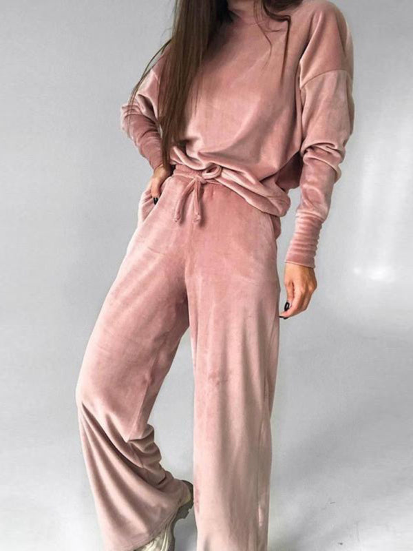 Autumn and winter fashion casual high-neck long-sleeved top drawstring trousers suit - Premium Set from kakaclo - Just $17! Shop now at Craftklart.store