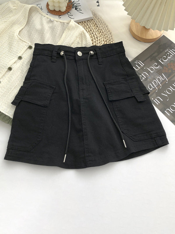 Women's Drawstring High Waist  Denim Hip-covering Skirt - Premium All Skirts from kakaclo - Just $12.95! Shop now at Craftklart.store