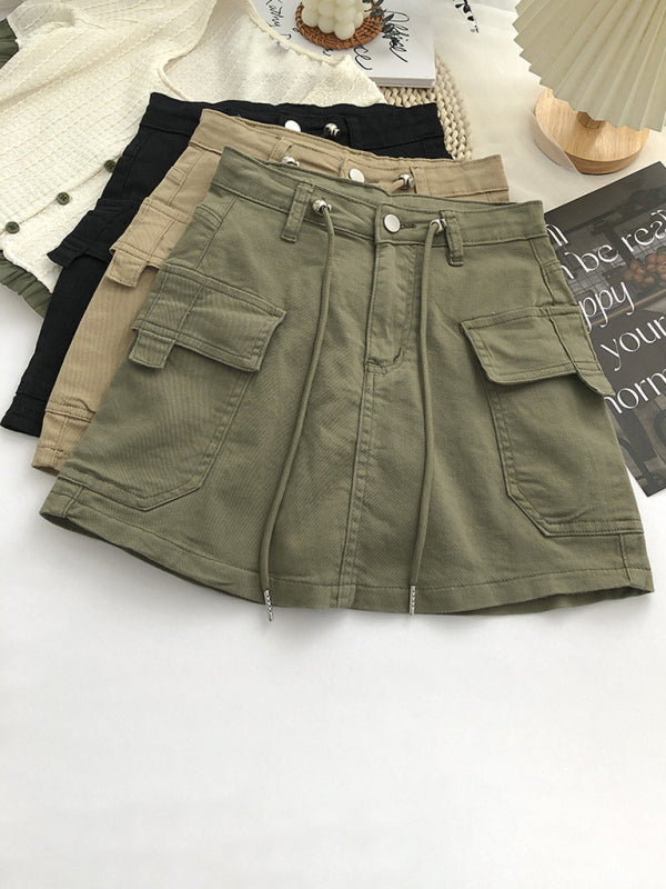 Women's Drawstring High Waist  Denim Hip-covering Skirt - Premium All Skirts from kakaclo - Just $12.95! Shop now at Craftklart.store