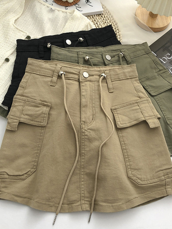 Women's Drawstring High Waist  Denim Hip-covering Skirt - Premium All Skirts from kakaclo - Just $12.95! Shop now at Craftklart.store