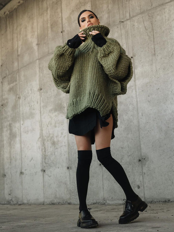 Women's Urban Casual Fluffy Long Sleeve Turtleneck Sweater