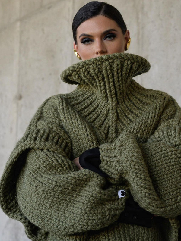 Women's Urban Casual Fluffy Long Sleeve Turtleneck Sweater
