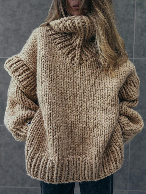 Women's Urban Casual Fluffy Long Sleeve Turtleneck Sweater