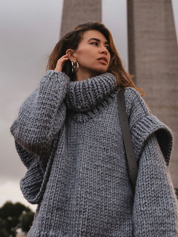 Women's Urban Casual Fluffy Long Sleeve Turtleneck Sweater