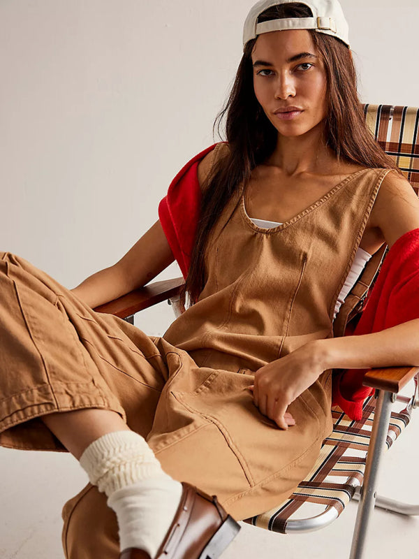 New Washed Denim V-neck Jumpsuit Adjustable Overalls - Premium All in one from Craftklart Dropship - Just $18.98! Shop now at Craftklart.store