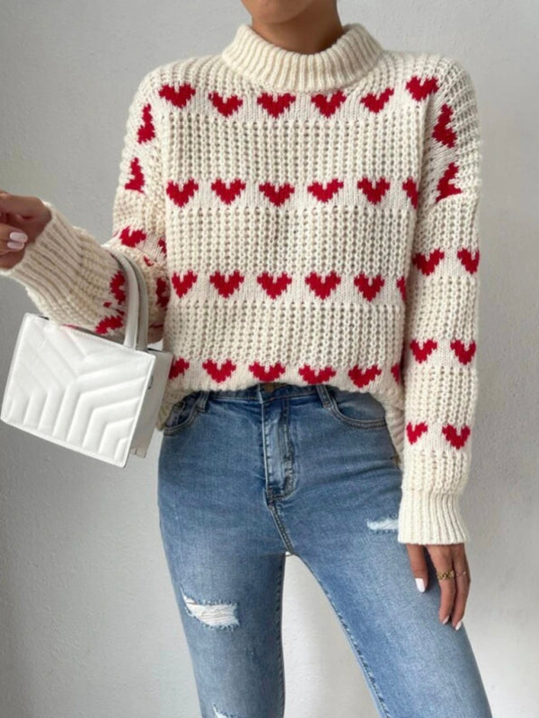 Women's Fashion New Loose Love Jacquard Pullover Sweater - Premium Jumper from Craftklart Dropship - Just $19.68! Shop now at Craftklart.store