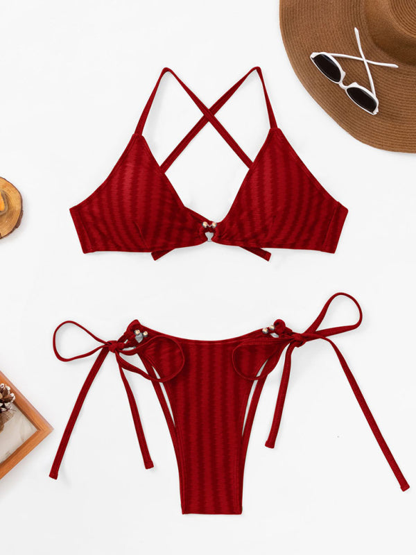 Women's Fashion Jacquard Lace Up Swimsuit - Premium Bikini from kakaclo - Just $10.29! Shop now at Craftklart.store