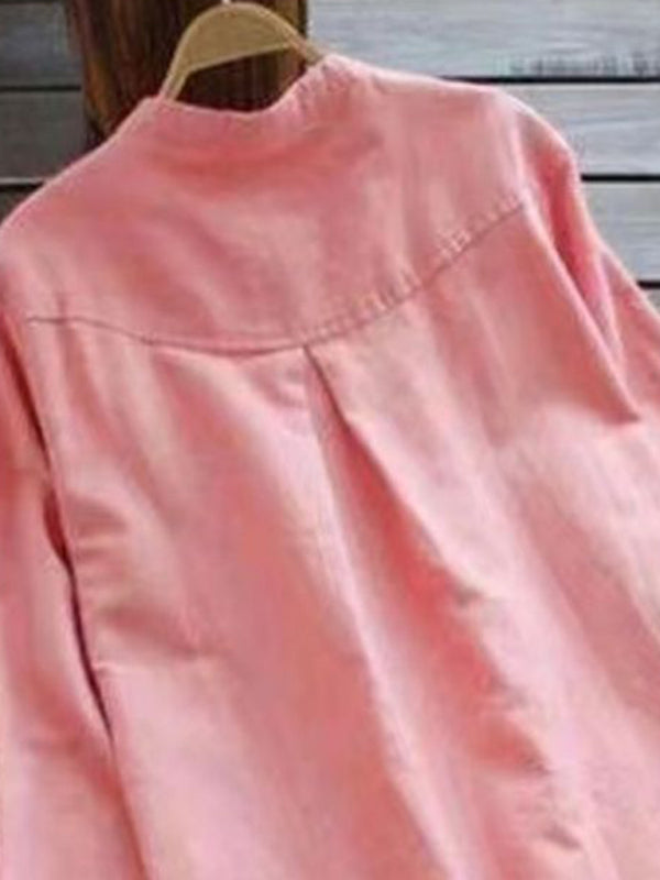 New Solid Color Henley Collar Button Open Long Sleeve Shirt Style Midi Dress - Premium Dress from Craftklart Dropship - Just $14.98! Shop now at Craftklart.store