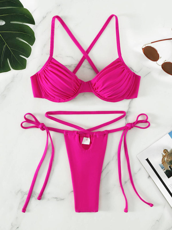 Women's Sultry Strappy Split Underwire Bikini - Premium Bikini from Craftklart.store - Just $13.03! Shop now at Craftklart.store