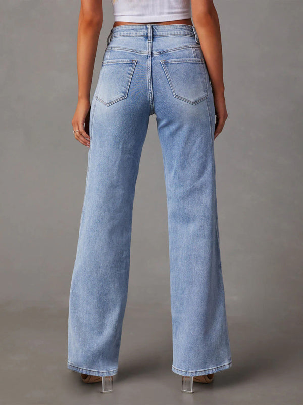 New Style Comfortable Casual Loose Spliced Wide Leg Women's Jeans - Premium Jeans from kakaclo - Just $16! Shop now at Craftklart.store
