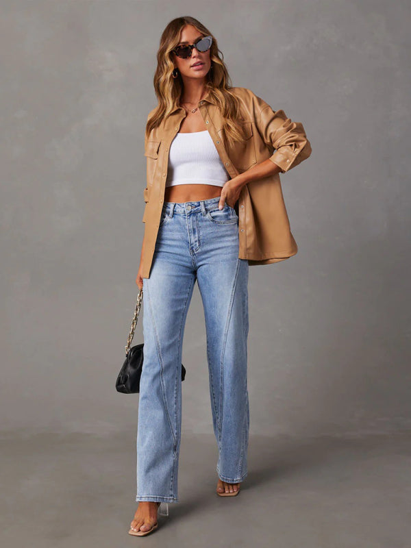 New Style Comfortable Casual Loose Spliced Wide Leg Women's Jeans - Premium Jeans from kakaclo - Just $16! Shop now at Craftklart.store