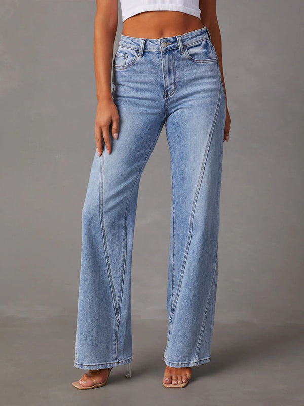New Style Comfortable Casual Loose Spliced Wide Leg Women's Jeans - Premium Jeans from kakaclo - Just $16! Shop now at Craftklart.store
