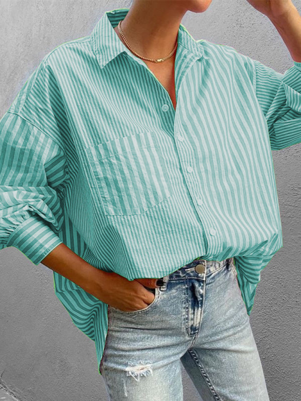 New Women's Simple Fashionable  Long Sleeve striped Shirt - Premium Shirt from kakaclo - Just $12.79! Shop now at Craftklart.store