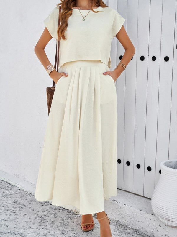 New Urban Casual Sleeveless Top and Long Skirt Suit