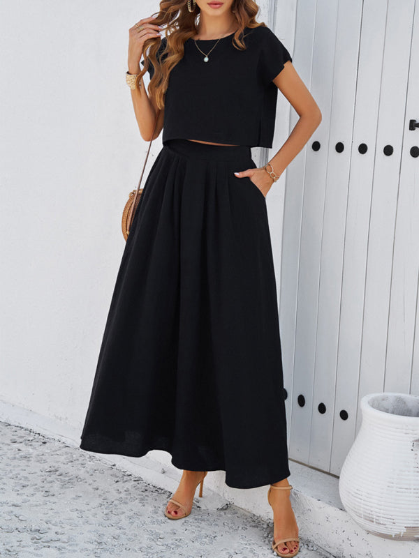 New Urban Casual Sleeveless Top and Long Skirt Suit