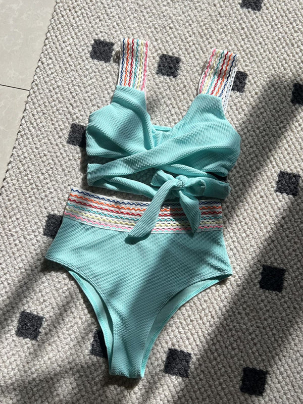 New Rainbow Ribbon Series High Waisted Two-piece Swimsuit Bikini - Premium Bikini from Craftklart Dropship - Just $9.88! Shop now at Craftklart.store