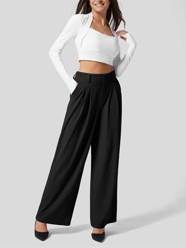 Women's Casual Loose Wide Leg Pocket High Waist Women's Pants - Premium Pants from Craftklart Dropship - Just $15.34! Shop now at Craftklart.store