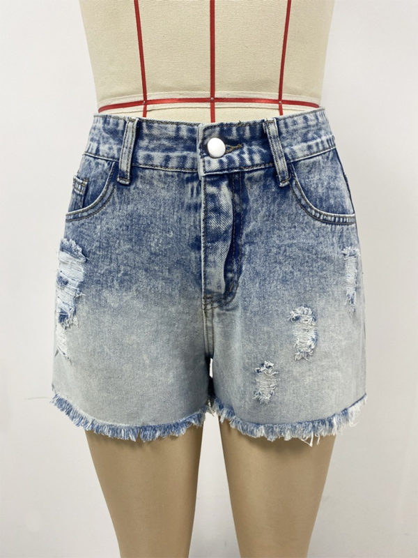 New Gradient Denim High Waist Shorts for Women - Premium Shirts & Tops from Craftklart Dropship - Just $11.50! Shop now at Craftklart.store