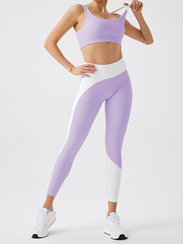 Environmentally Friendly Recycled Fabric Light Color Contrast Yoga Vest With Chest Pad