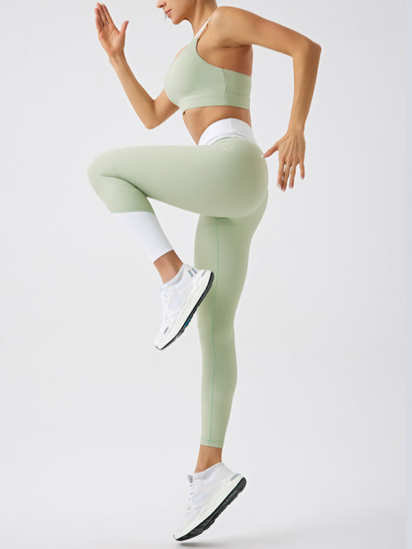 Environmentally Friendly Recycled Fabric Light Color Contrast Yoga Pants