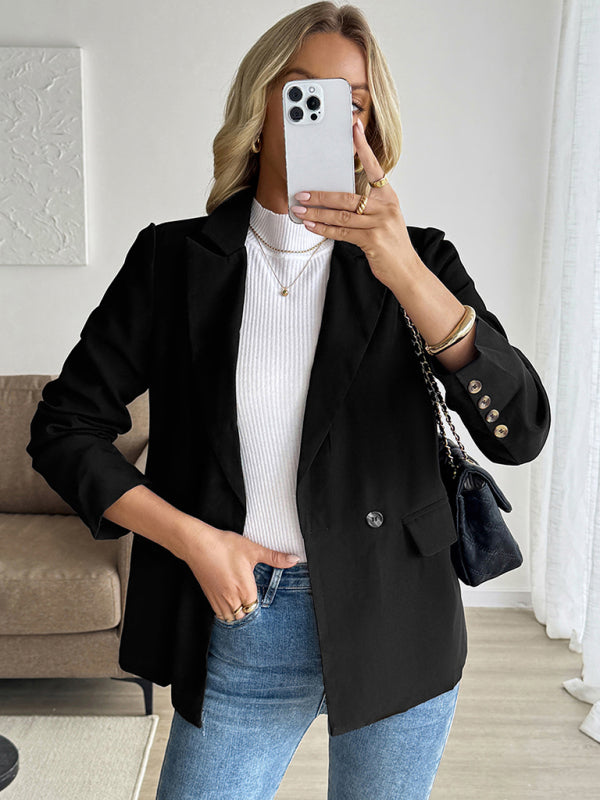 Urban Casual Commuter Suit Collar Black Suit Jacket