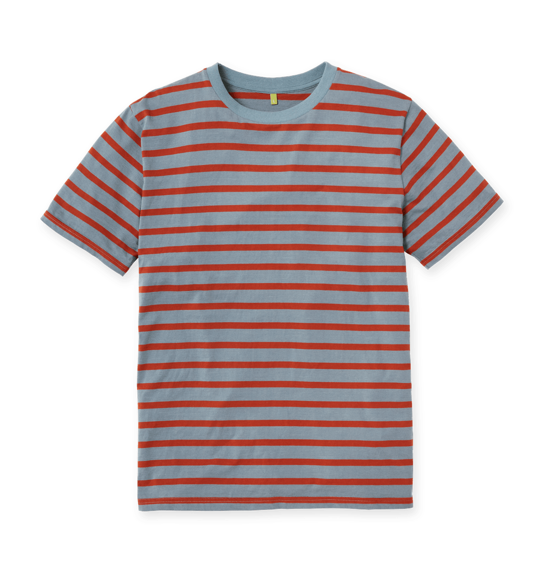 Stone Blue & Rust Stripe Printed Premium T-Shirt Front