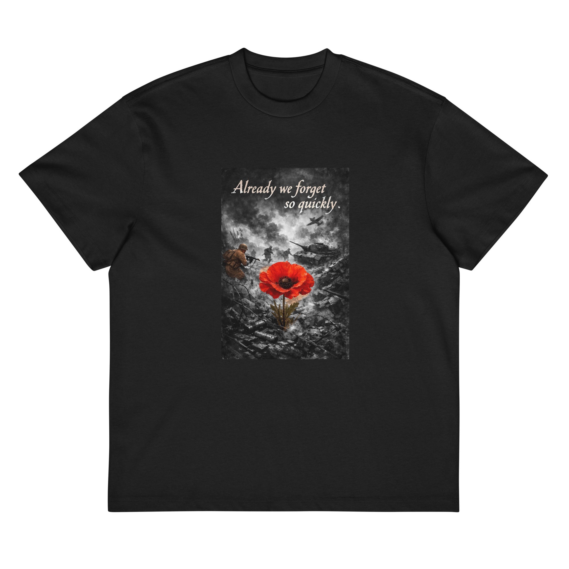 Men's black boxy oversized cotton T-shirt by Craftklart, front view showing drop shoulder design and relaxed fit.