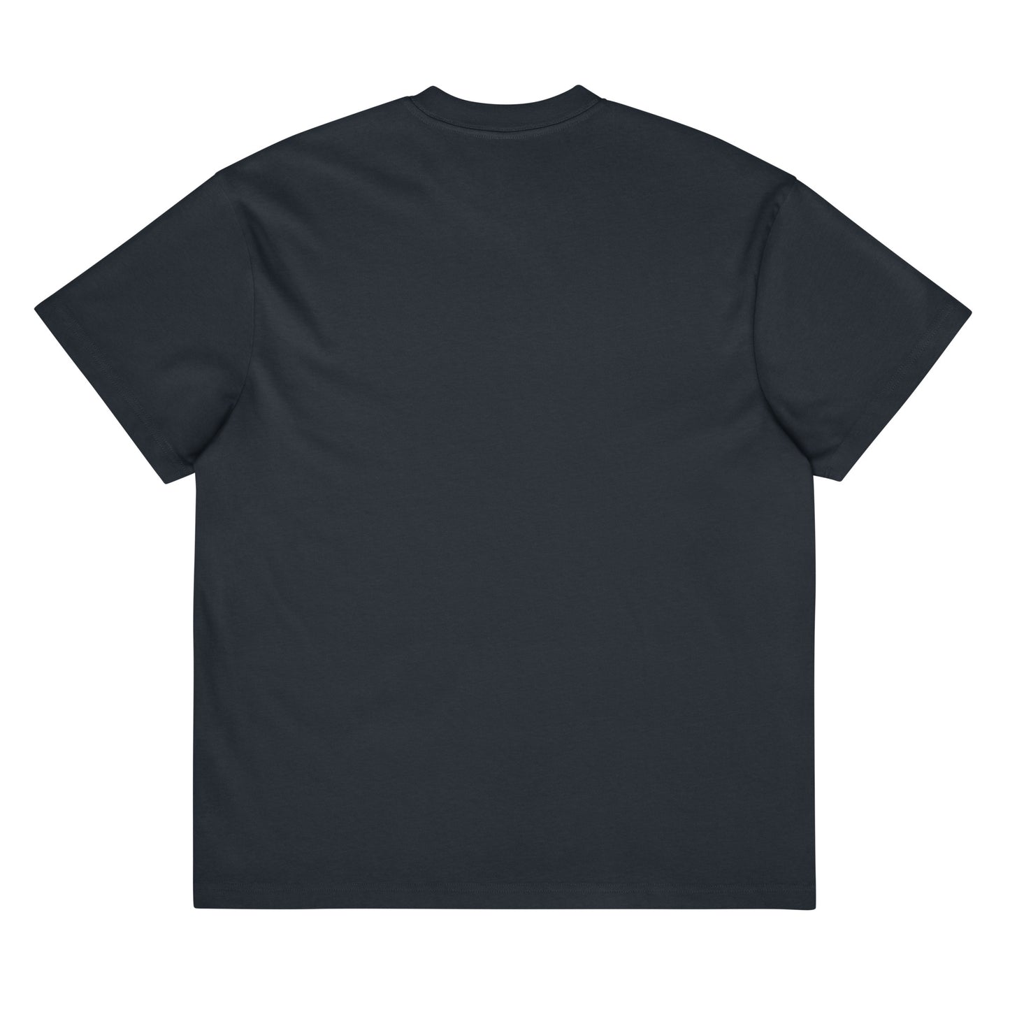 Men's navy blazer oversized cotton T-shirt with drop shoulder design, back view, from Craftklart, available in four colors.