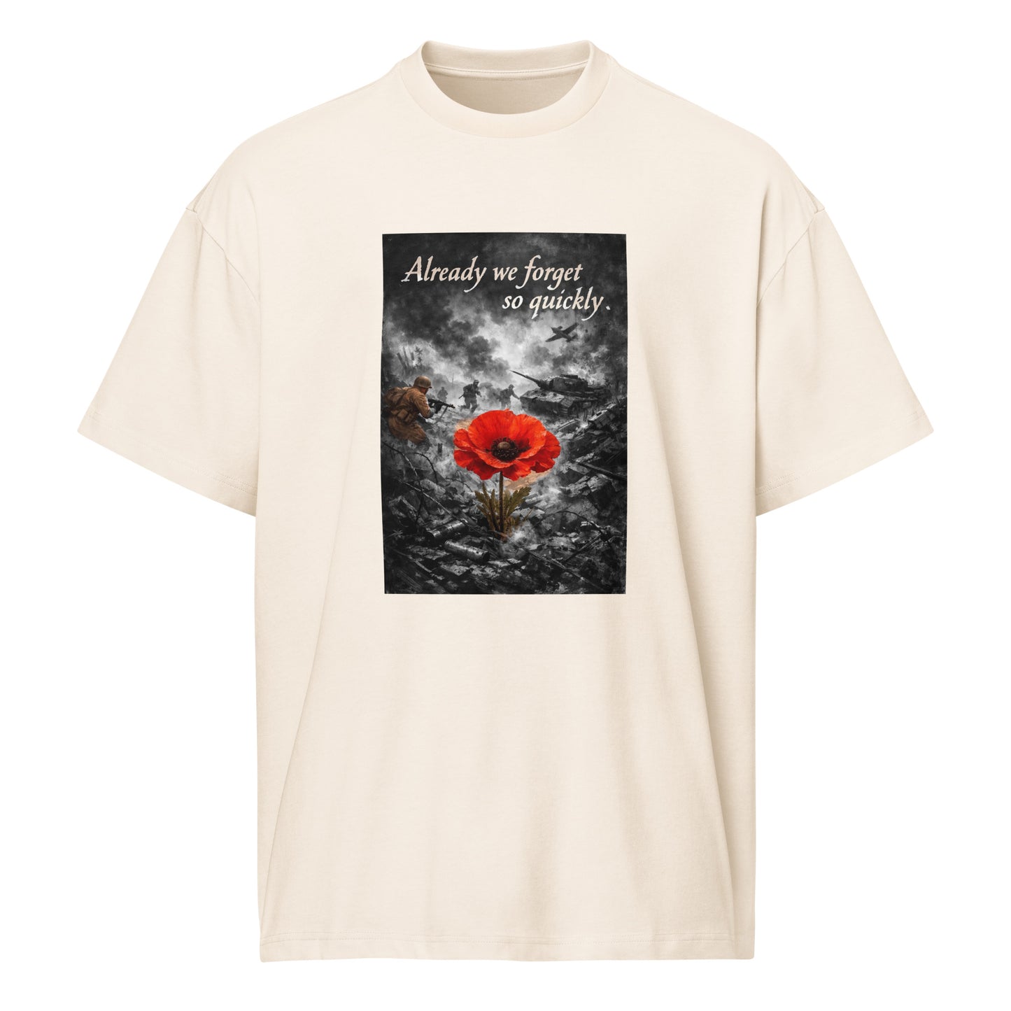 Men's oversized boxy T-shirt by Craftklart in vintage white, 100% cotton, drop shoulder style, available in four colors.